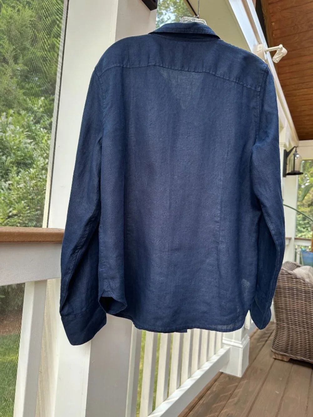 J.Crew Slim-fit Baird McNutt Irish Linen Shirt Navy Blue Women's Size 14 Large